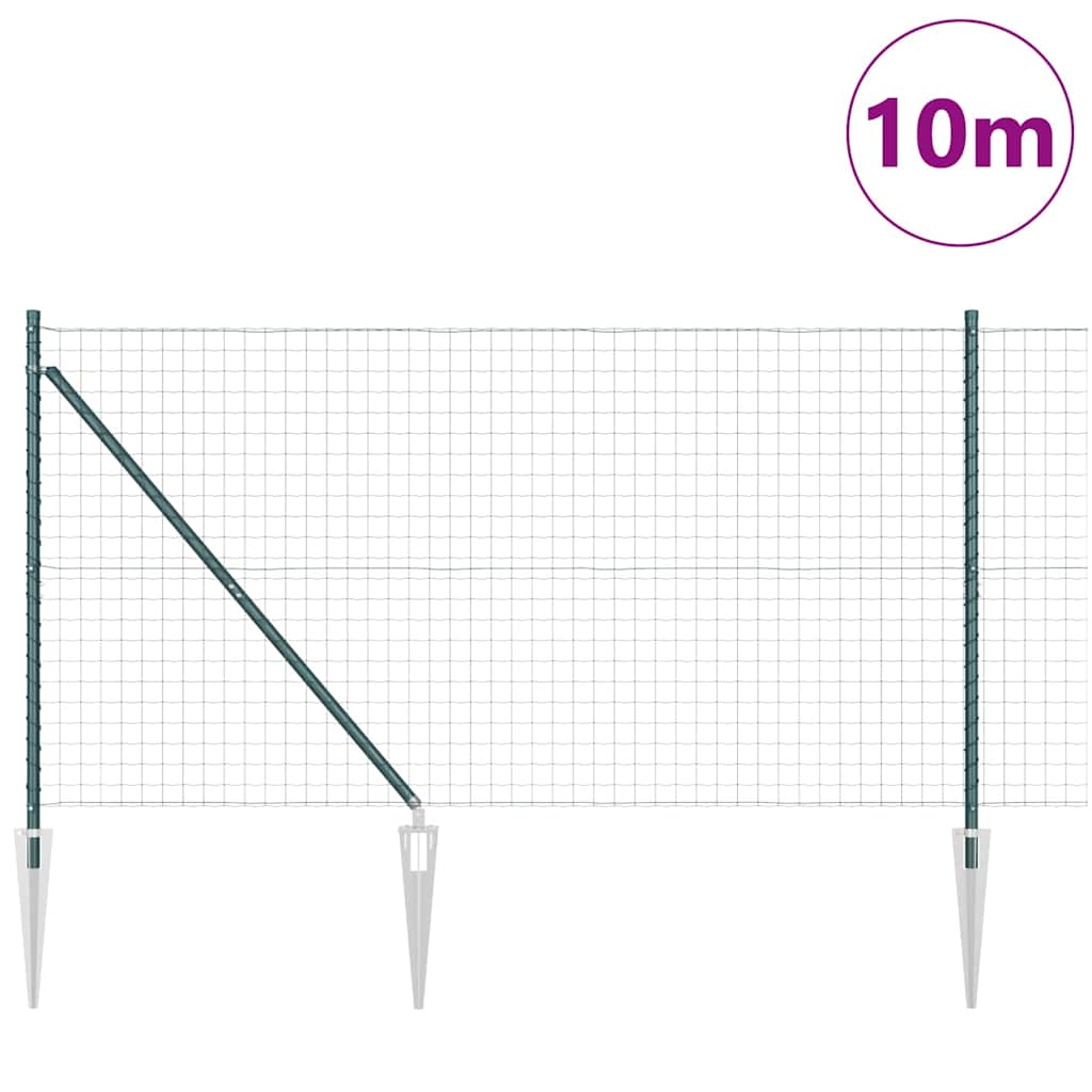 Ograda s postovima Zelena 1,2 x 10 m Čelik i PVC