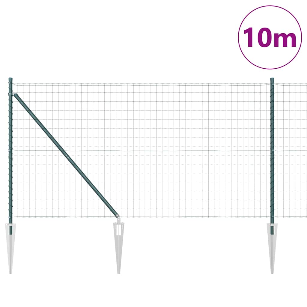 Ograda s postovima Zelena 1,4 x 10 m Čelik i PVC