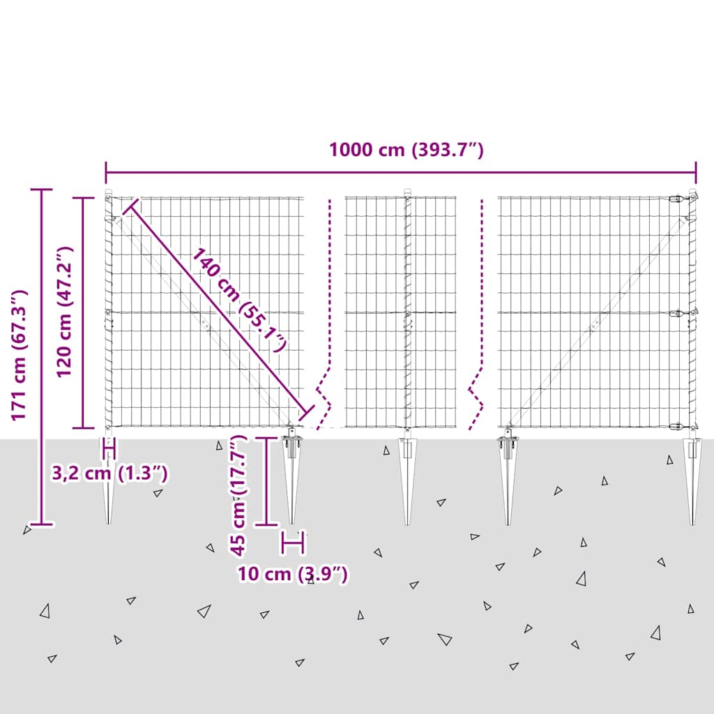 Ograda s postovima Zelena 1,2 x 10 m Čelik i PVC