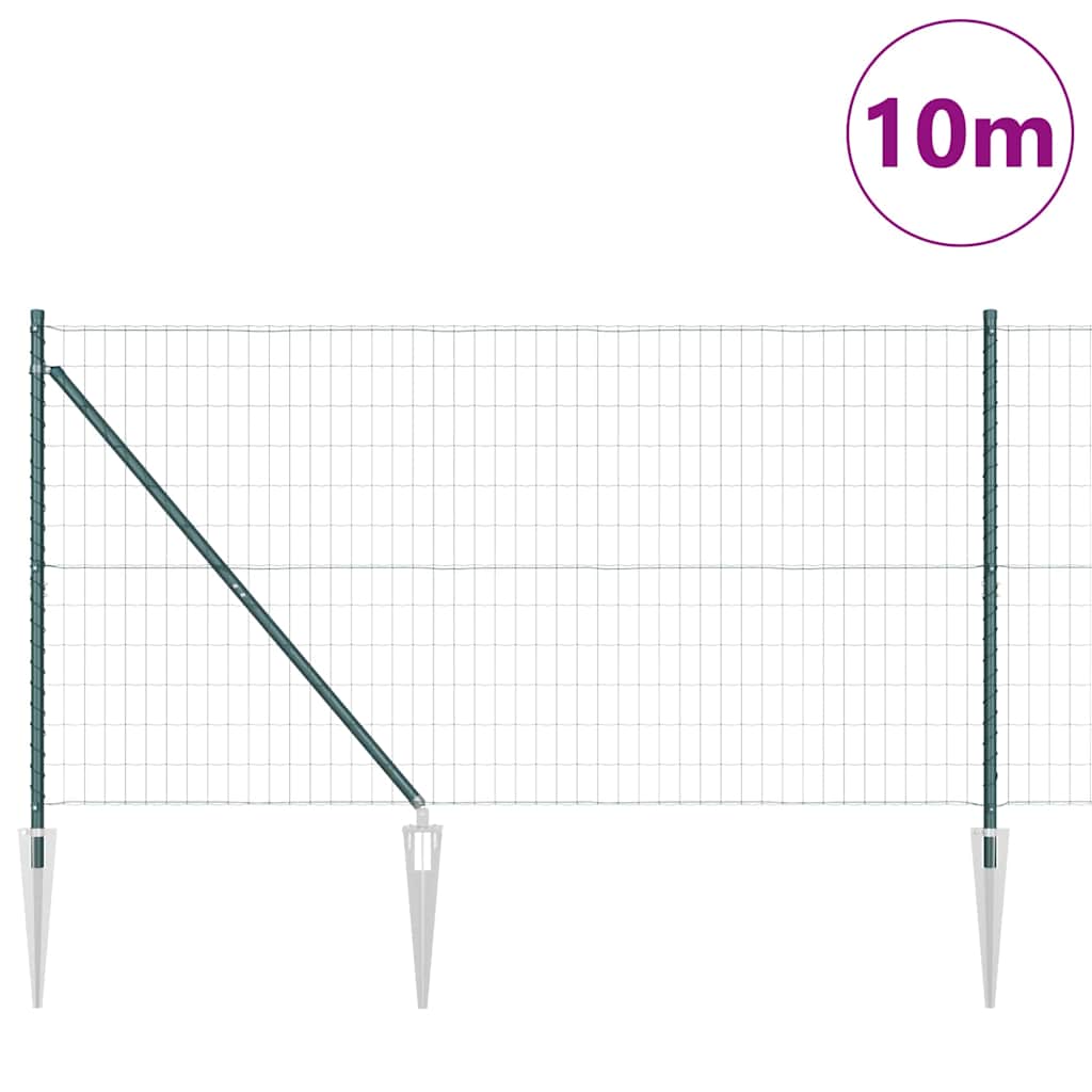 Euro ograda s špicama 10 x 1,4 m Čelik premazan PVC-om Zelena