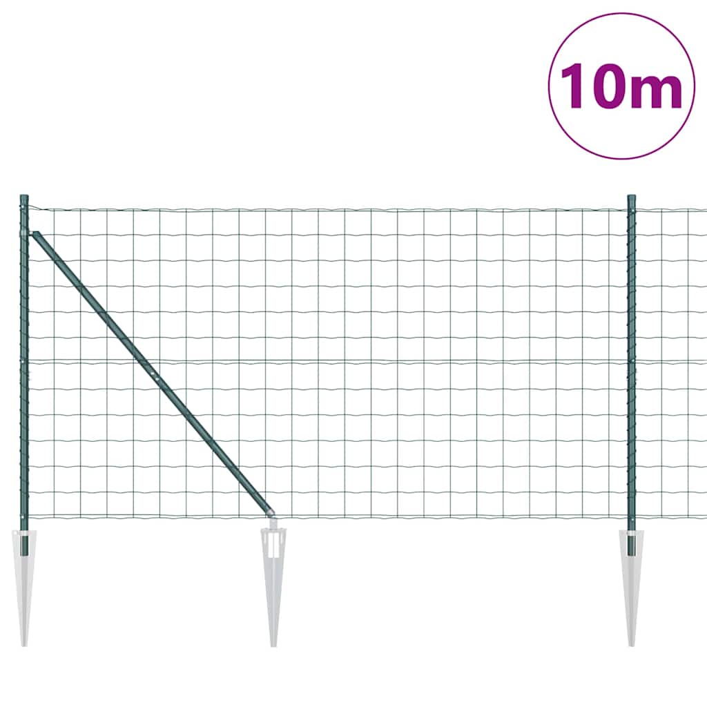 Ograda s postovima Zelena 1,2 x 10 m Čelik