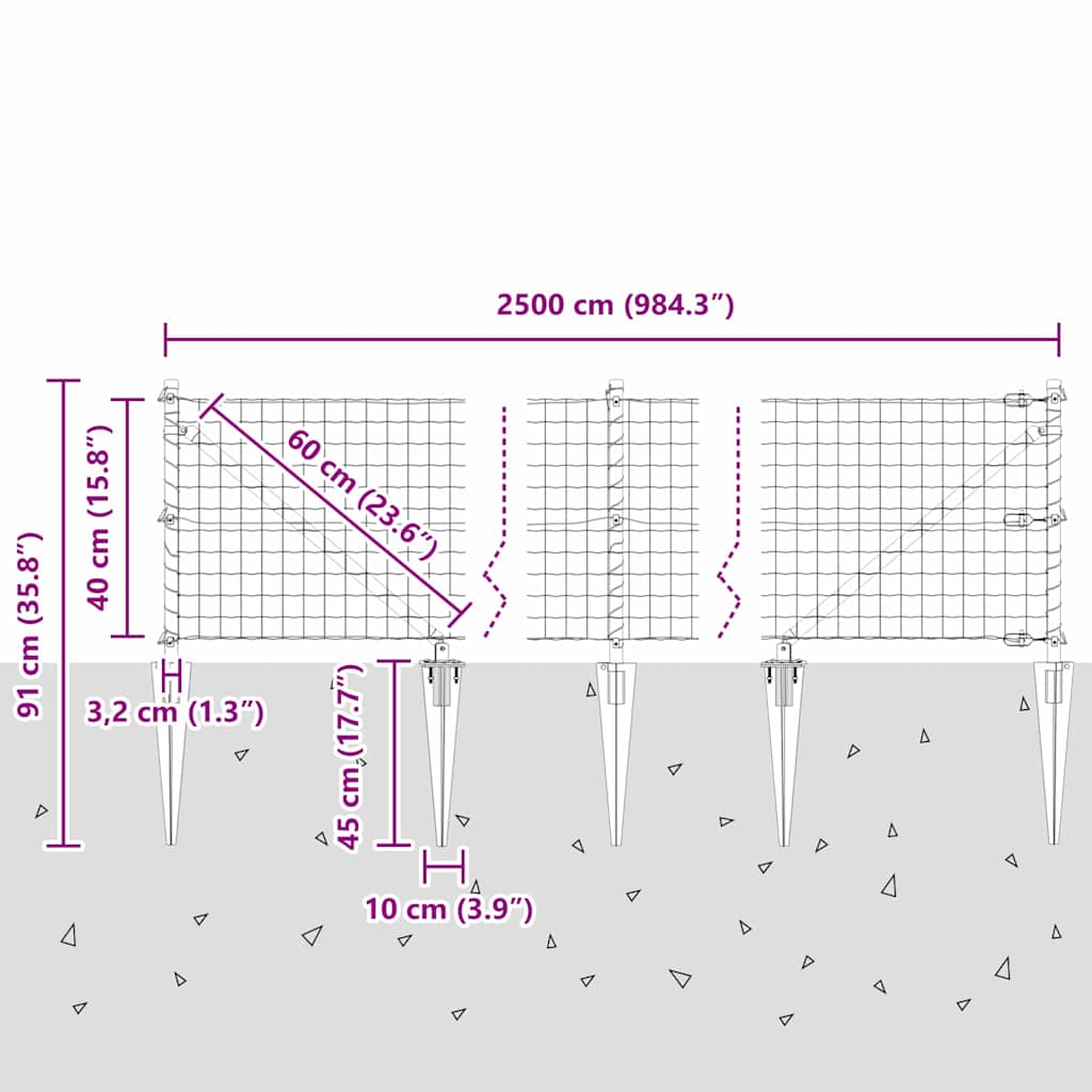 Ograda s postovima Zelena 0,4 x 25 m Čelik i PVC