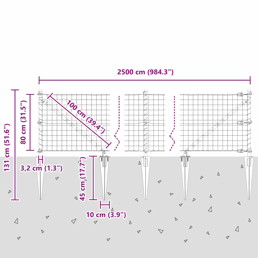 Ograda s postovima Zelena 0,8 x 25 m Čelik i PVC