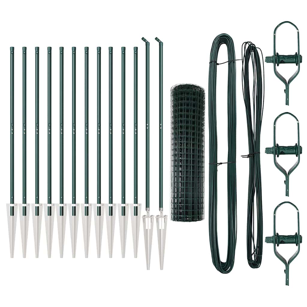Ograda s postovima Zelena 1 x 25 m Čelik i PVC