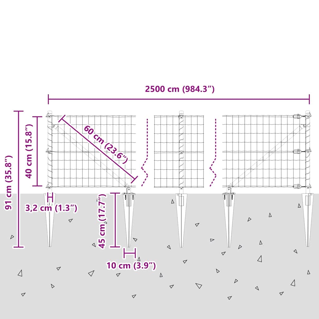 Ograda s postovima Zelena 0,4 x 25 m Čelik i PVC