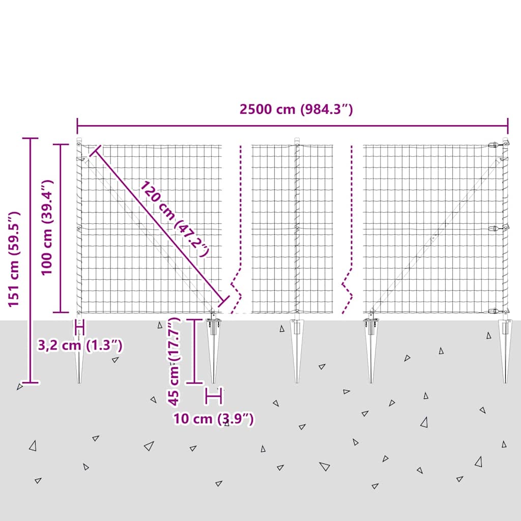 Ograda s postovima Zelena 1 x 25 m Čelik i PVC