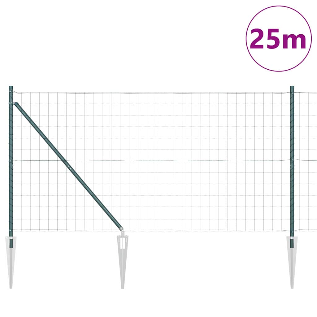 Euro ograda s špicama 25 x 1 m Čelik premazan PVC-om Zelena