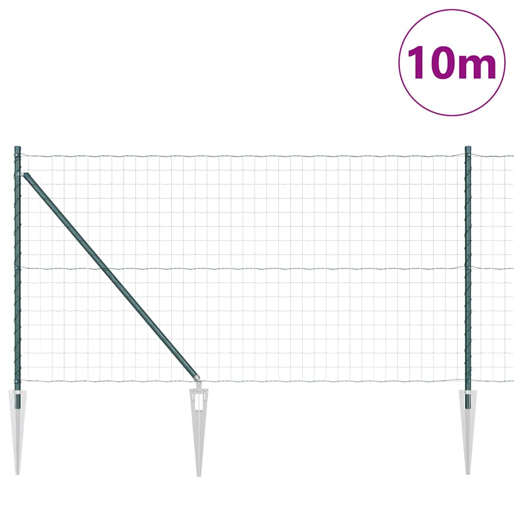 Ograda s postovima Zelena 1 x 10 m Čelik