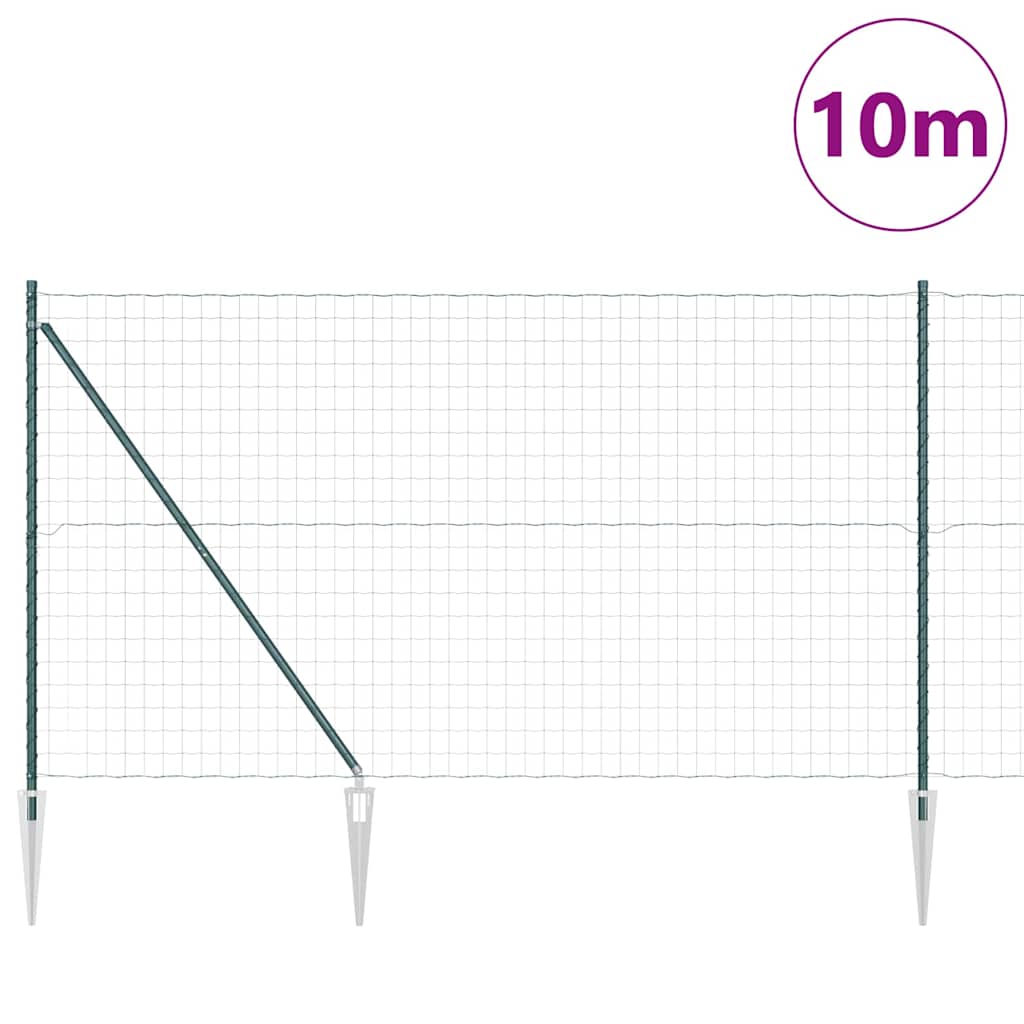 Ograda s postovima Zelena 1,6 x 10 m Čelik i PVC
