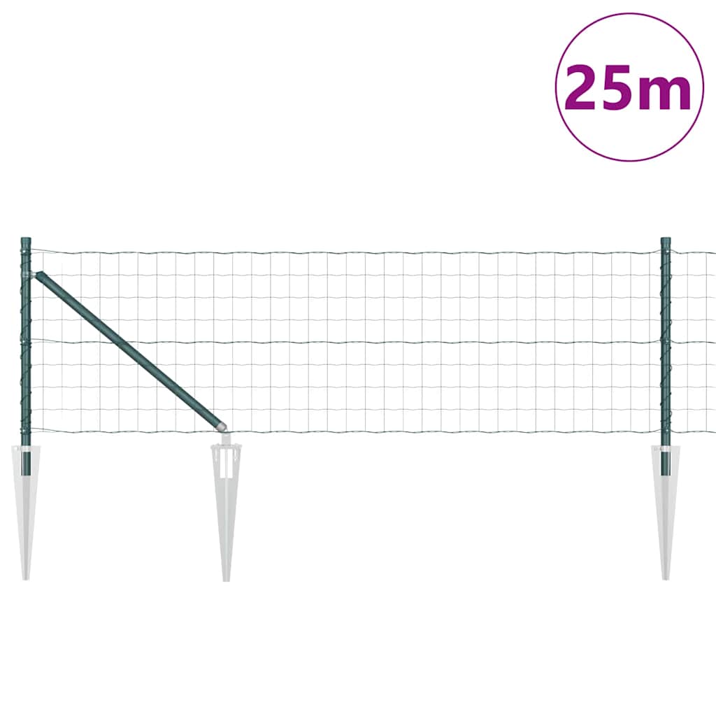 Ograda s postovima Zelena 0,4 x 25 m Čelik i PVC