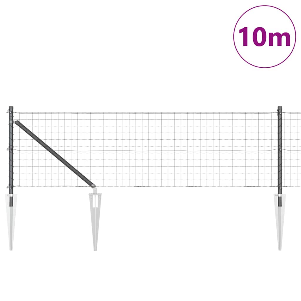 Ograda s postovima Siva 0,6 x 10 m Čelik i PVC