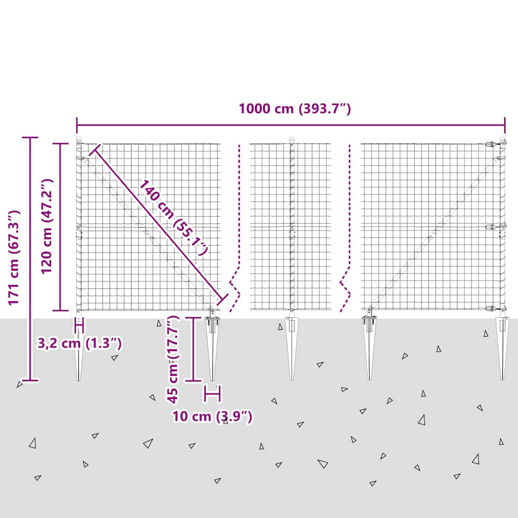 Ograda s postovima Siva 1,2 x 10 m Čelik i PVC