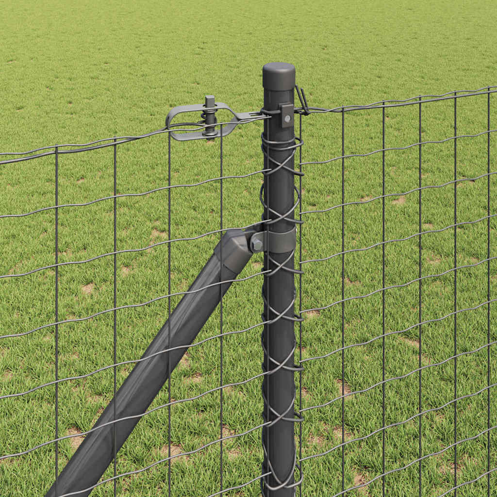 Ograda s postovima Siva 1,4 x 10 m Čelik i PVC