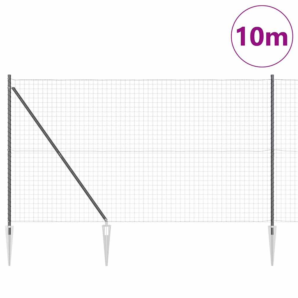 Ograda s postovima Siva 1,5 x 10 m Čelik i PVC