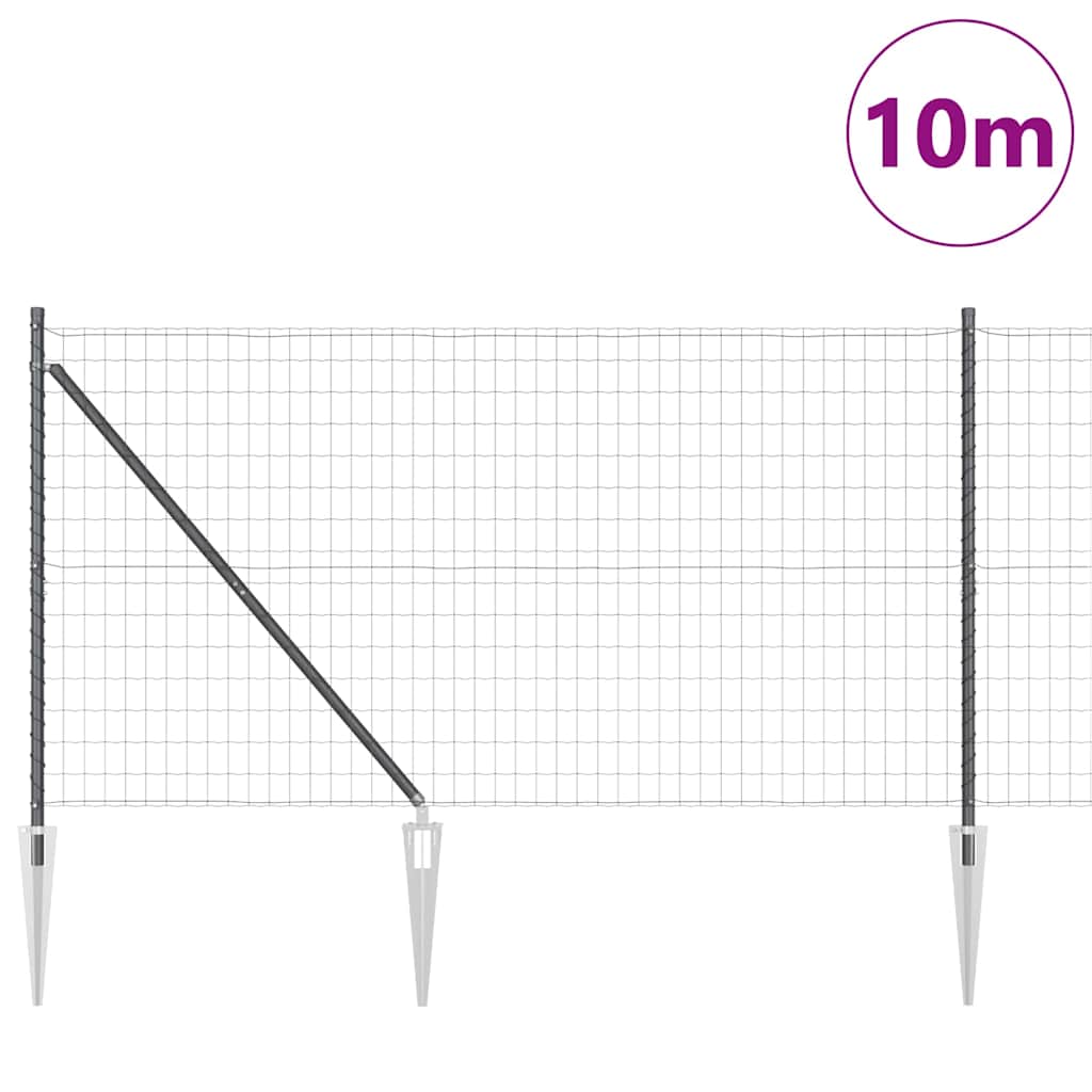 Ograda s postovima Siva 1,4 x 10 m Čelik i PVC