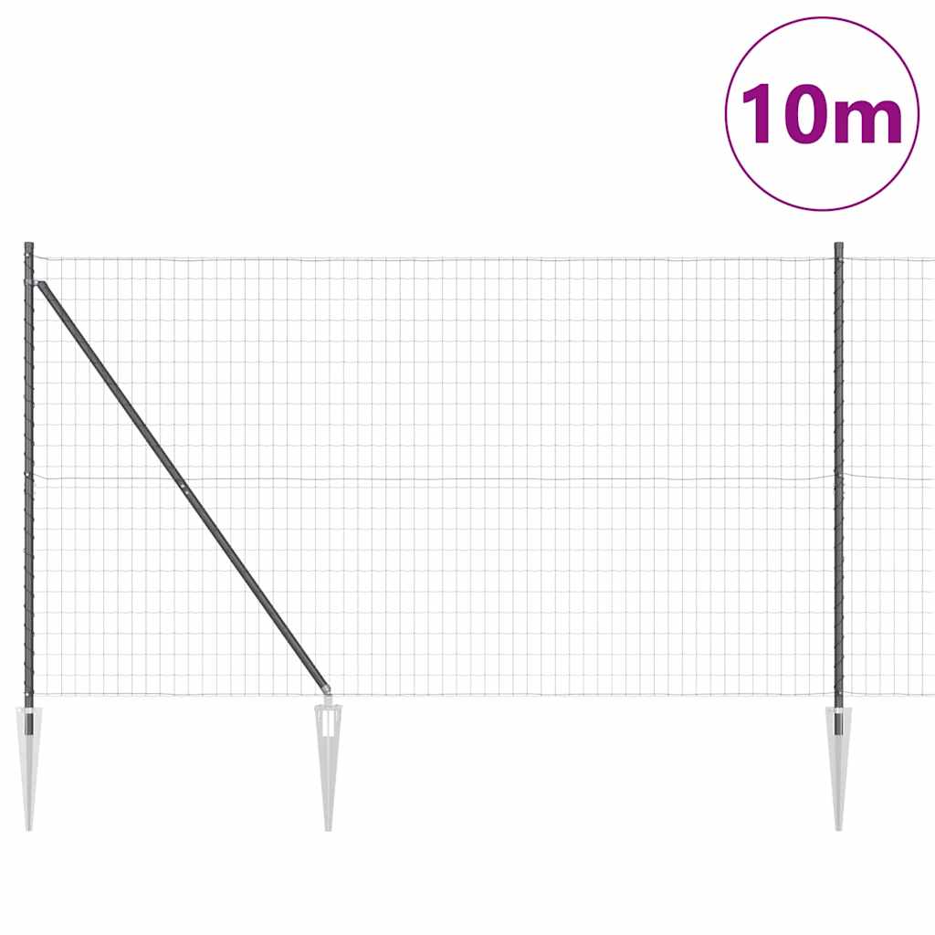 Ograda s postovima Siva 1,5 x 10 m Čelik i PVC