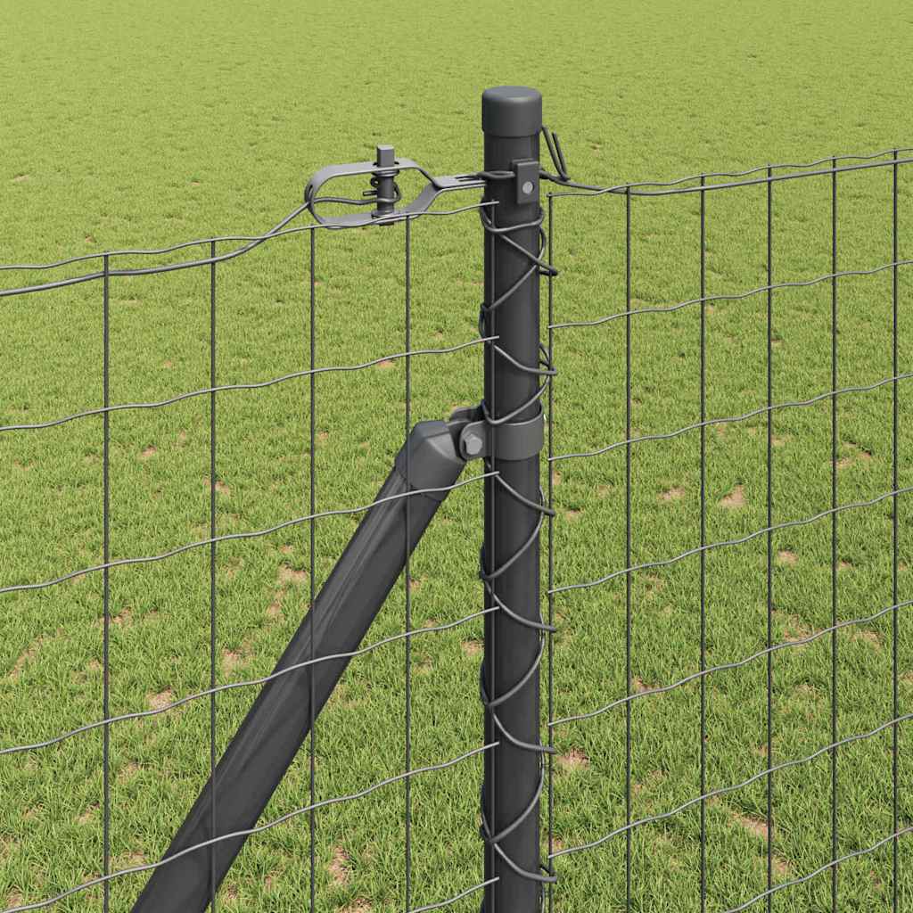 Ograda s postovima Siva 1,6 x 10 m Čelik i PVC