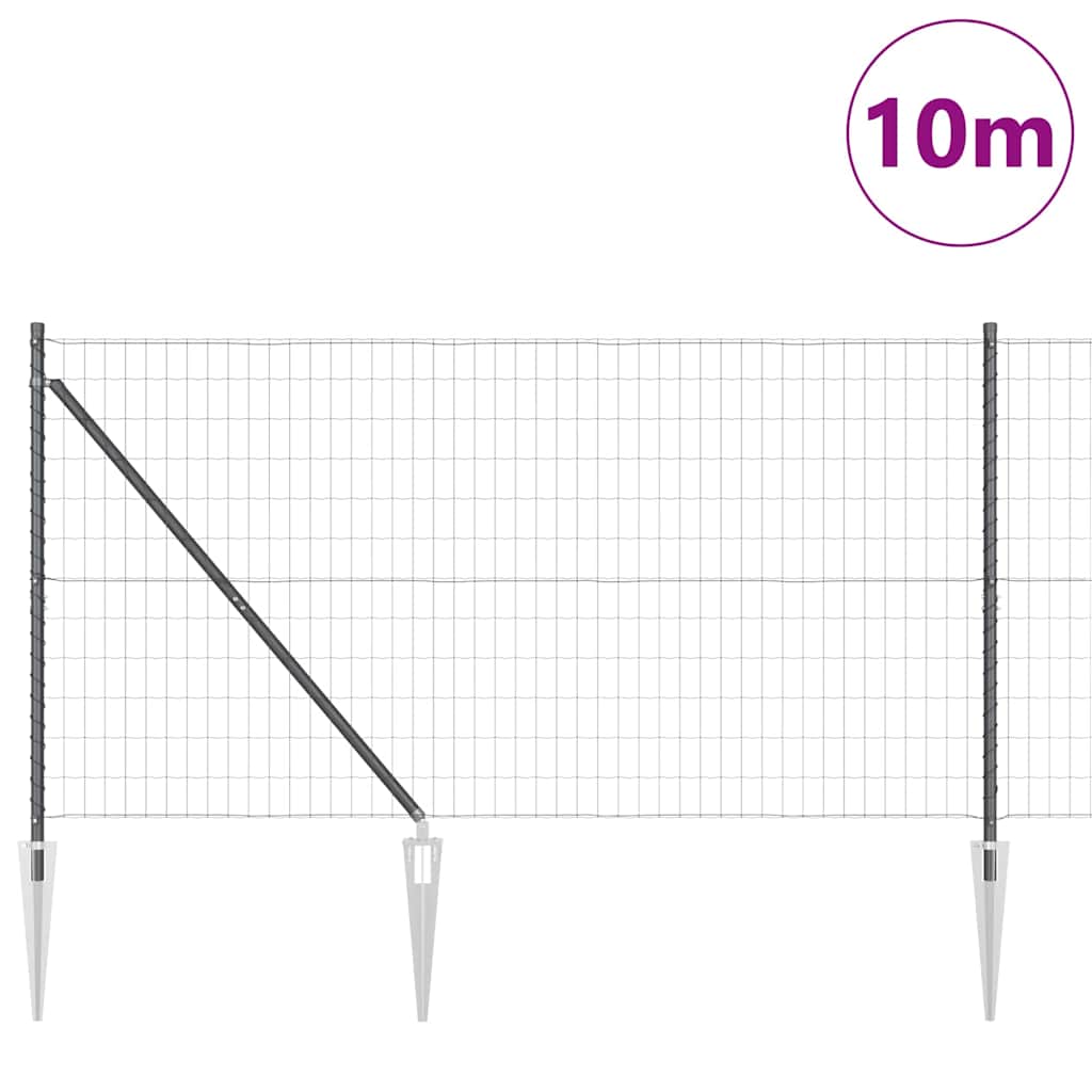 Ograda s postovima Siva 1,2 x 10 m Čelik i PVC