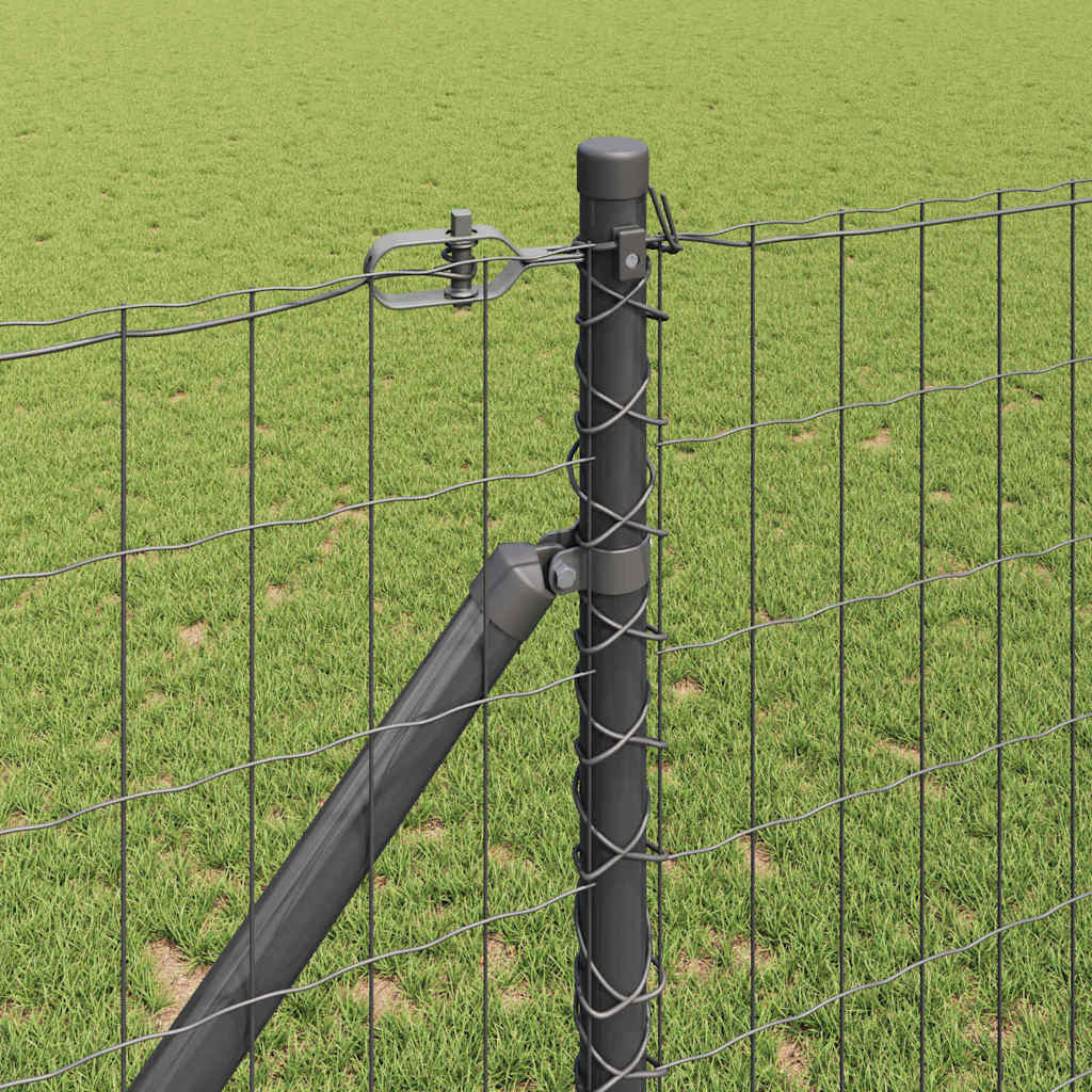 Ograda s postovima Siva 1,4 x 10 m Čelik i PVC