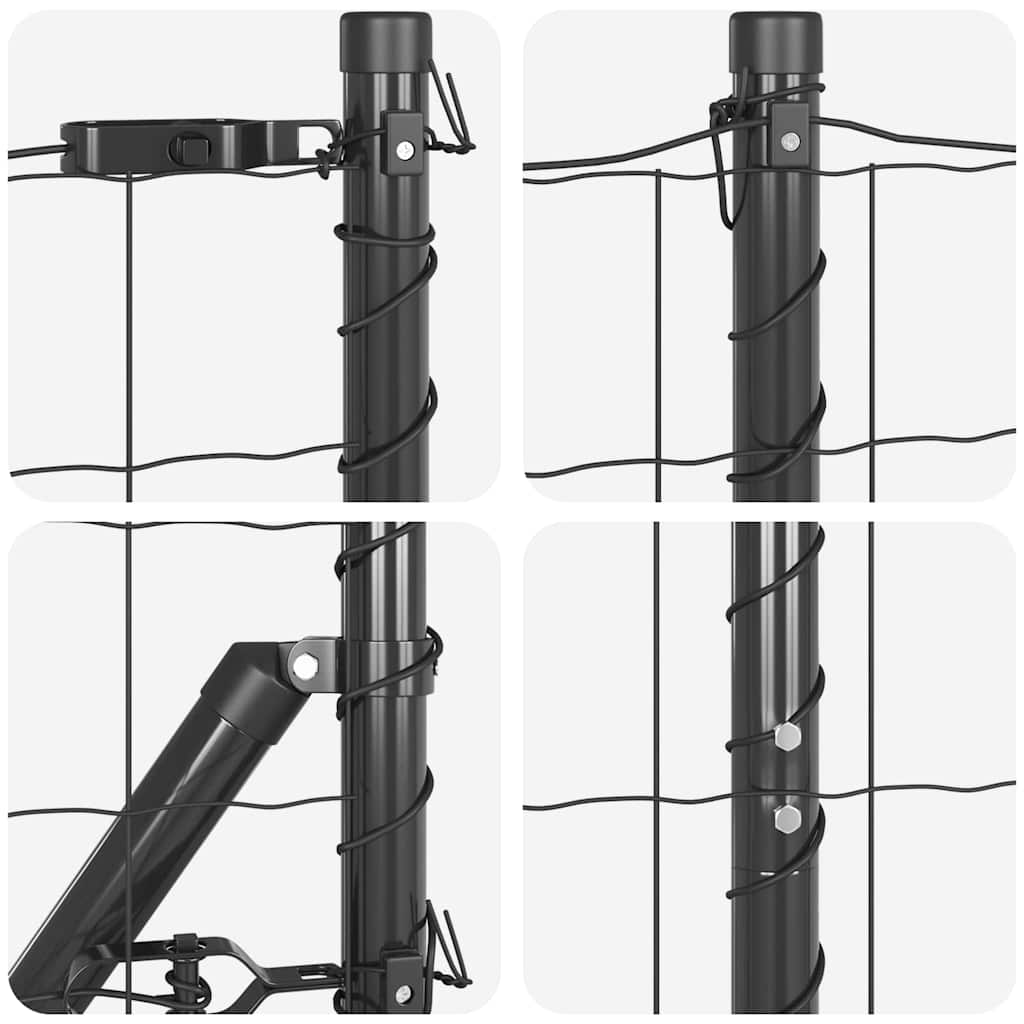 Ograda s postovima Siva 1,6 x 10 m Čelik i PVC