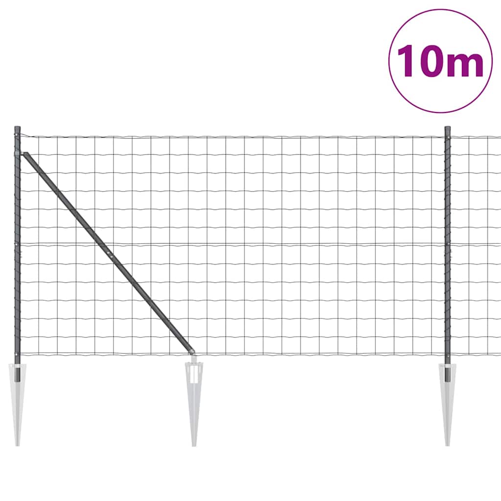 Ograda s postovima Siva 1,4 x 10 m Čelik i PVC