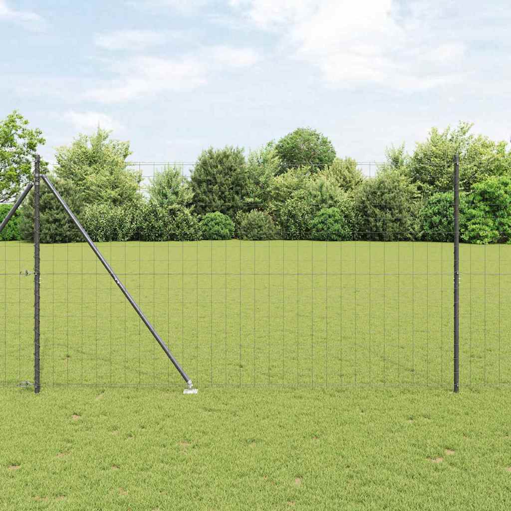 Ograda s postovima Siva 1,5 x 10 m Čelik