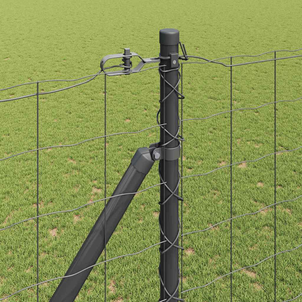 Ograda s postovima Siva 1,6 x 10 m Čelik i PVC