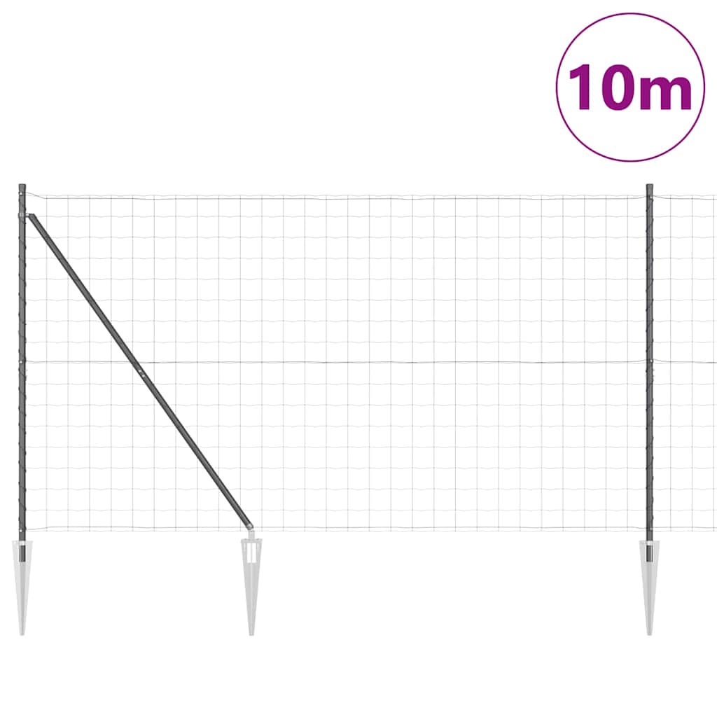 Ograda s postovima Siva 1,6 x 10 m Čelik i PVC