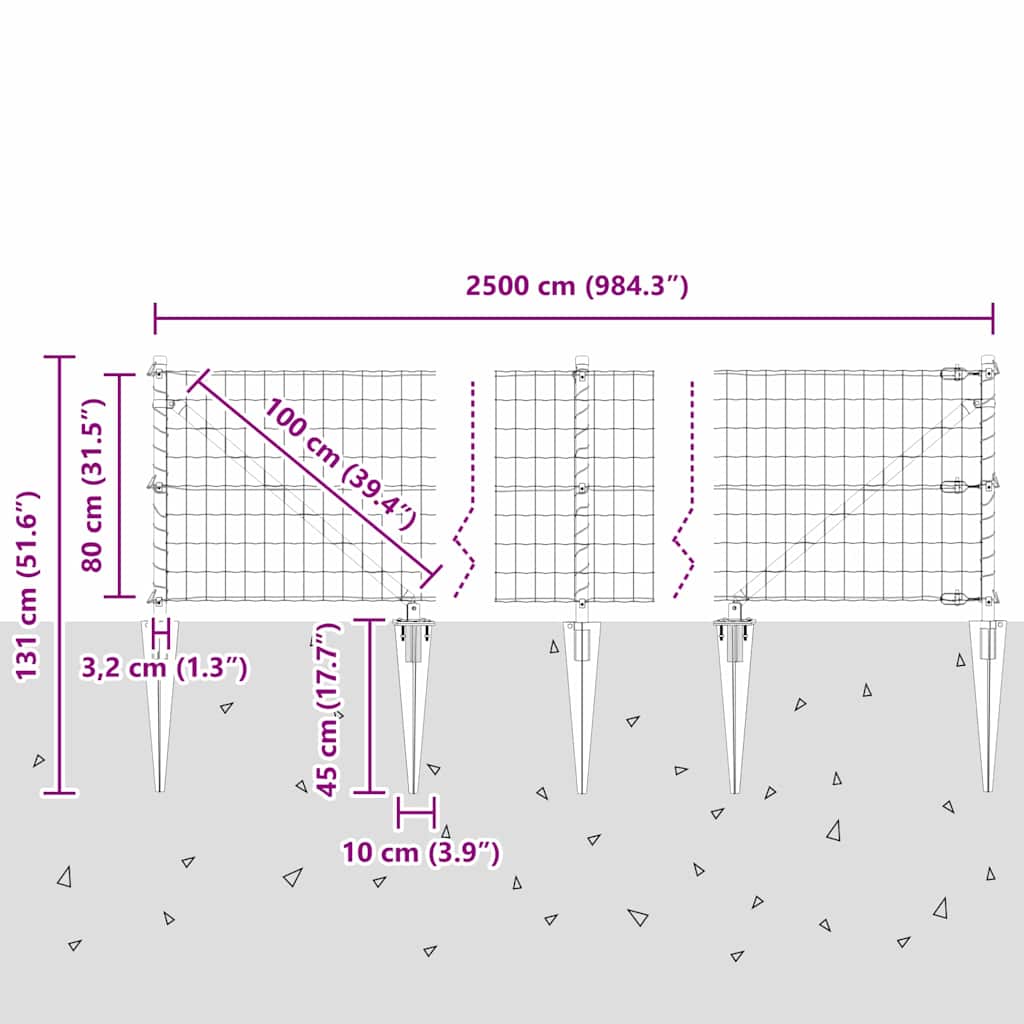 Ograda s postovima Siva 0,8 x 25 m Čelik i PVC