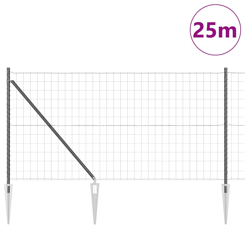 Euro ograda s špicama 25 x 1 m Čelik premazan PVC-om Siva Mreža