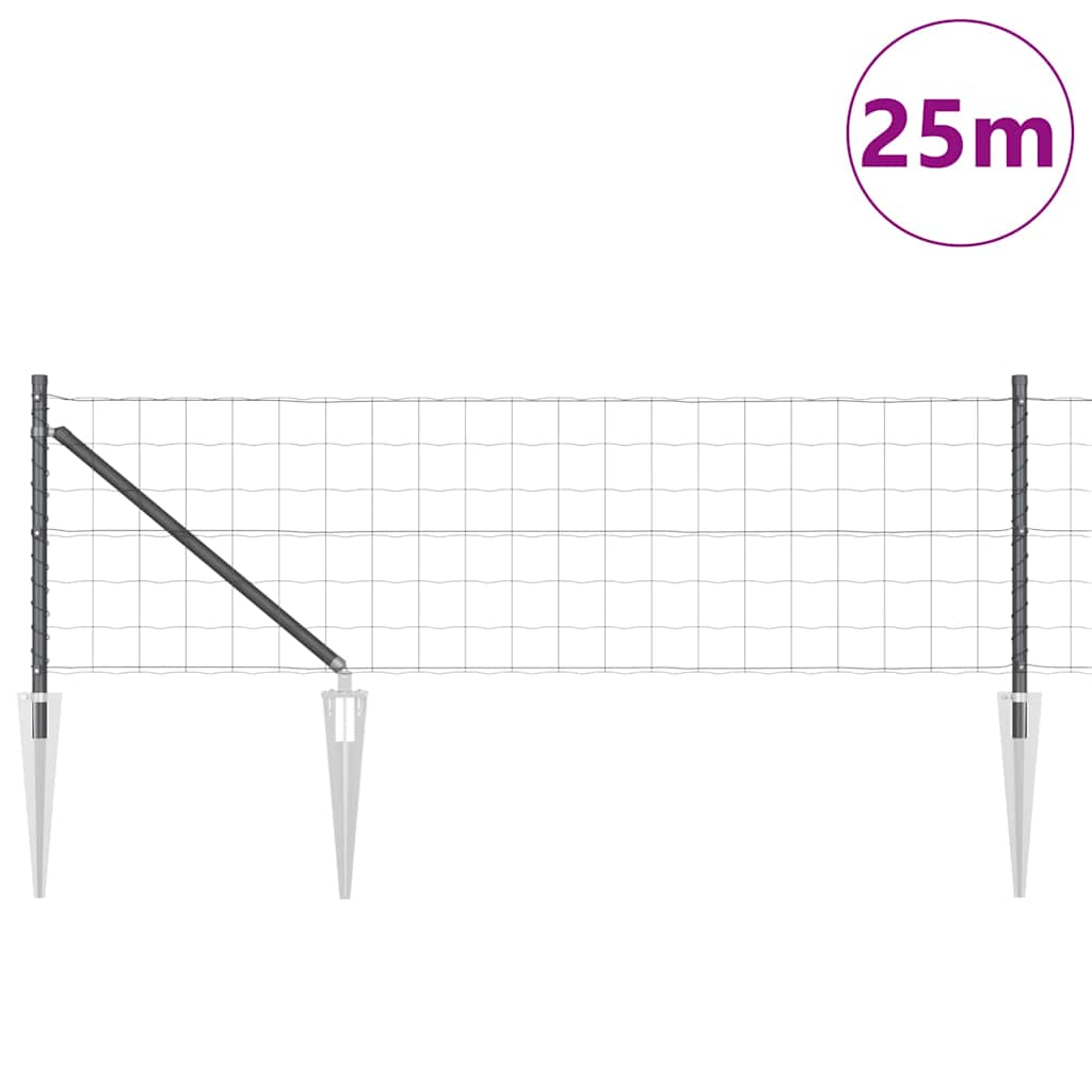 Euro ograda s špicama 25 x 0,8 m Čelik premazan PVC-om Siva