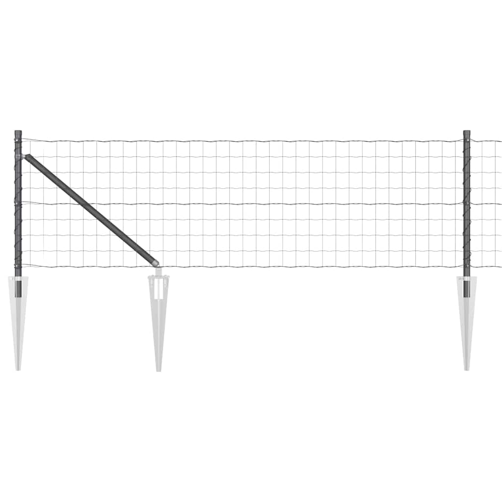 Ograda s postovima Siva 0,6 x 10 m Čelik i PVC