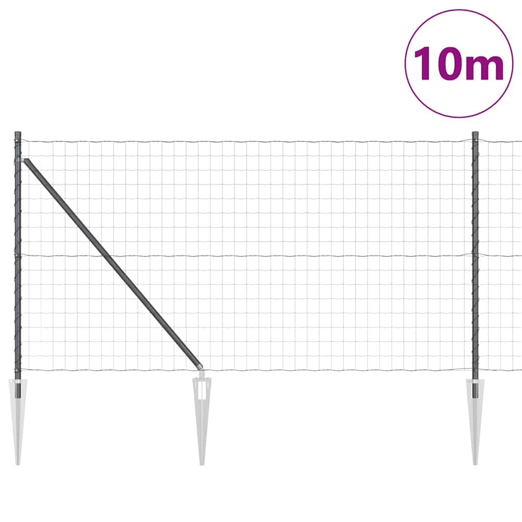 Ograda s postovima Siva 1 x 10 m Čelik