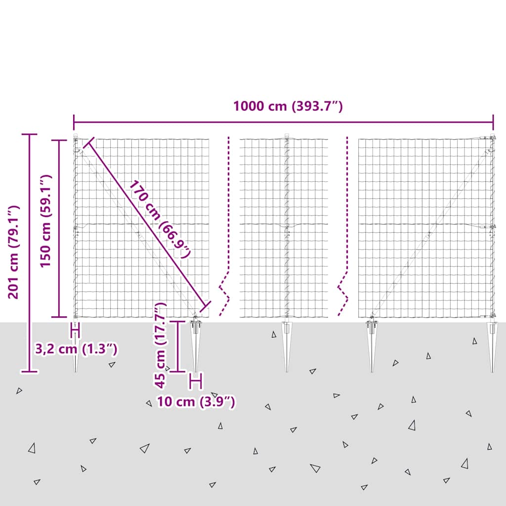 Zavareno žičano ograđivanje s bodljama 10 x 1,5 m (Š x V)