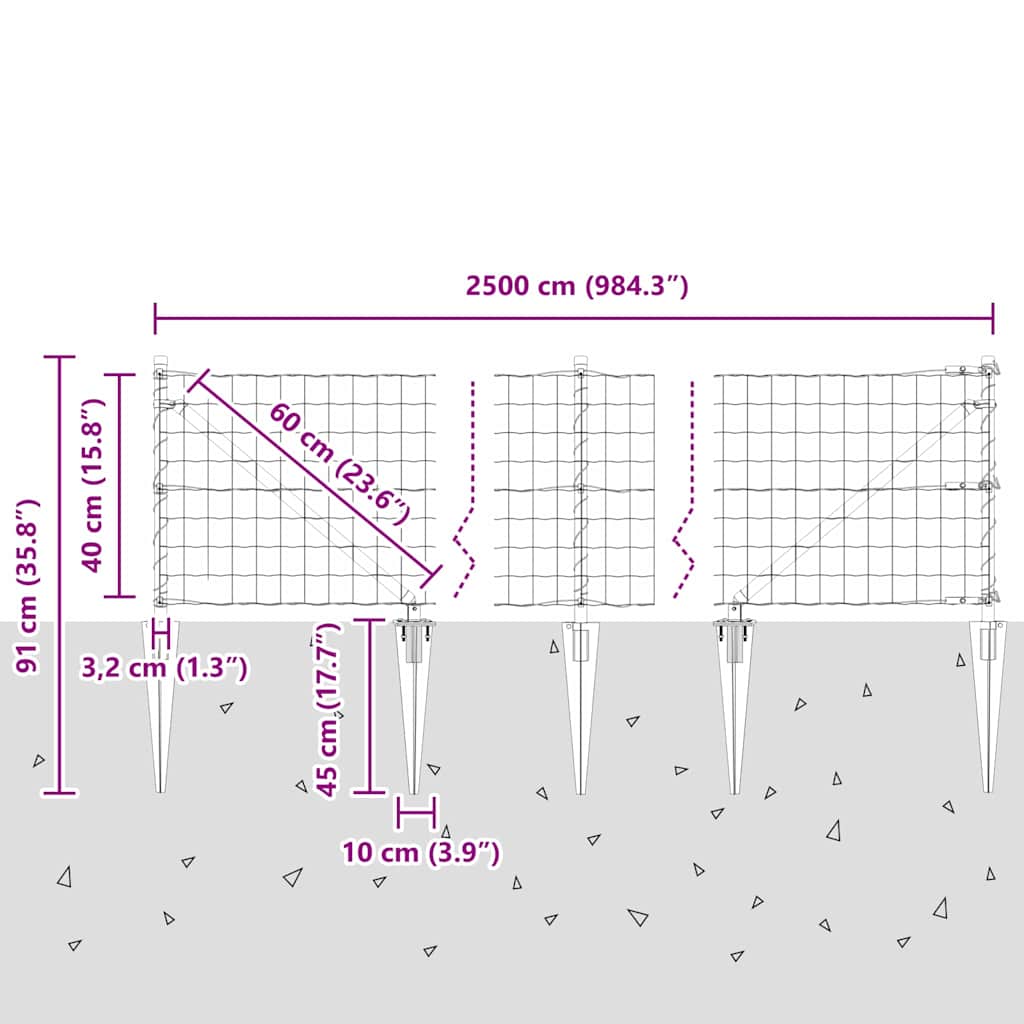 Ograda s postovima Siva 0,4 x 25 m Čelik i PVC