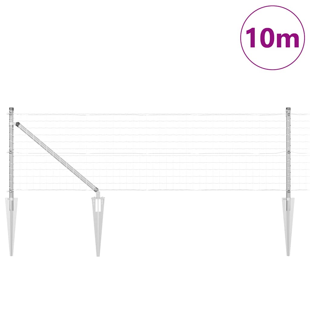 Ograda s postovima Srebrno 0,4 x 10 m Čelik