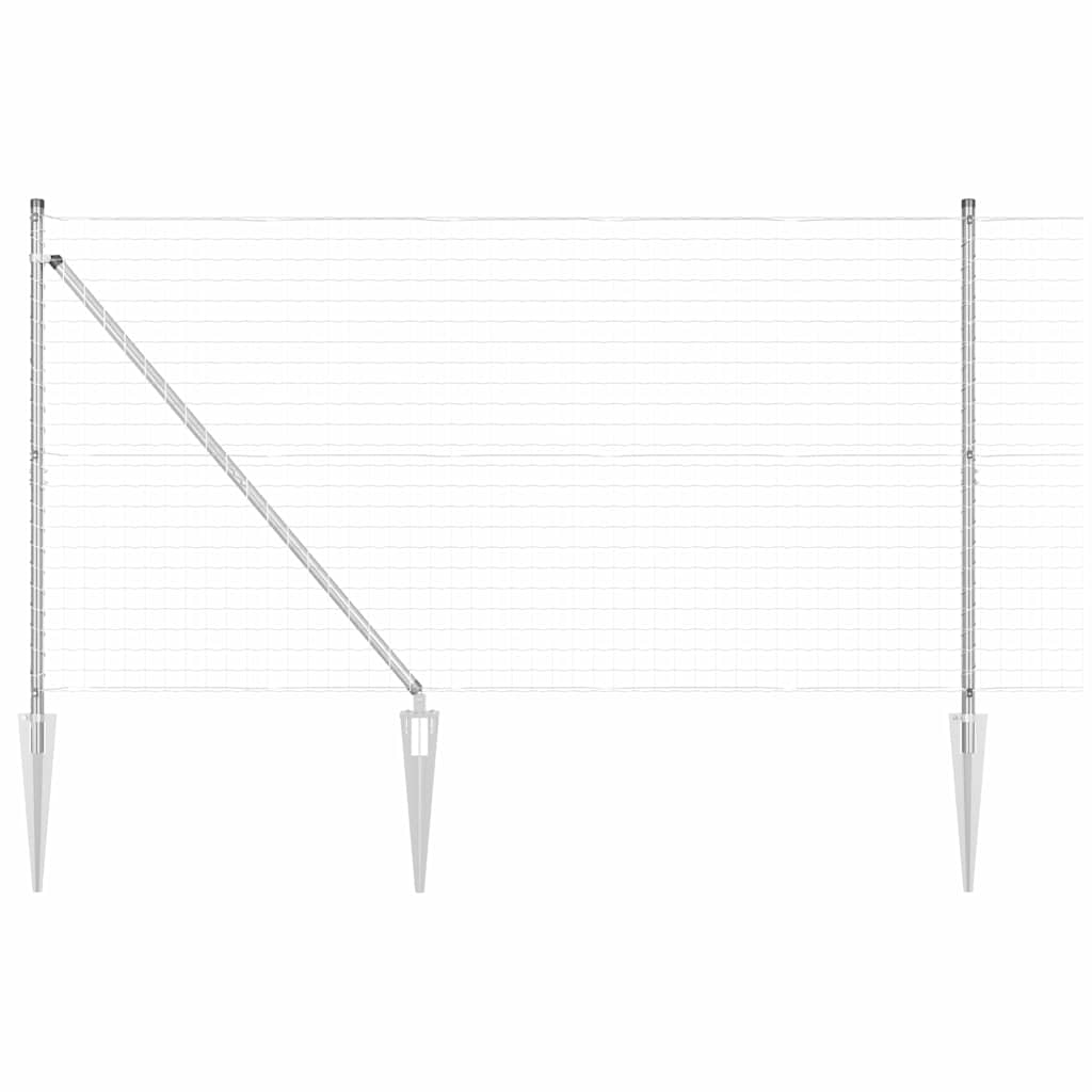 Ograda s postovima Srebrno 1,2 x 10 m Čelik