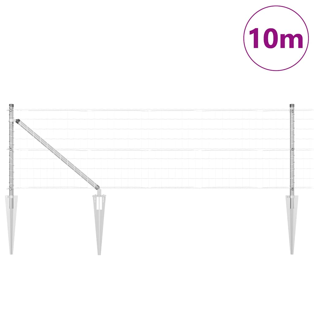 Ograda s postovima Srebrno 0,6 x 10 m Čelik