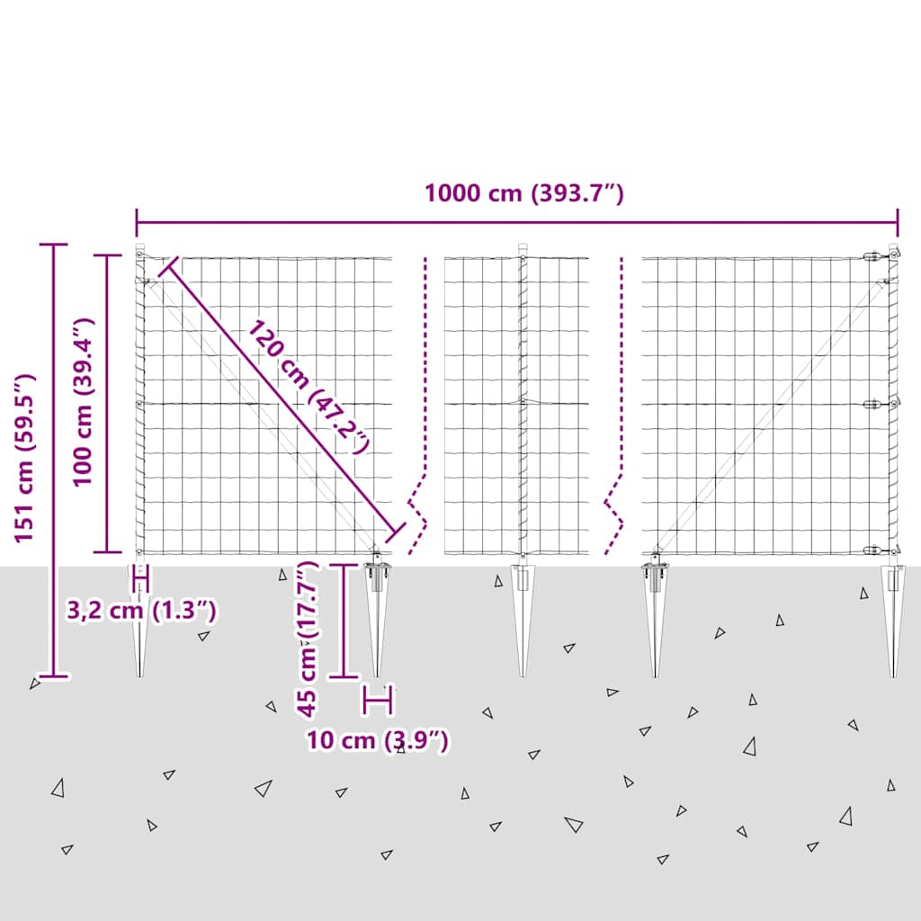 Ograda s postovima Srebrno 1 x 10 m Čelik