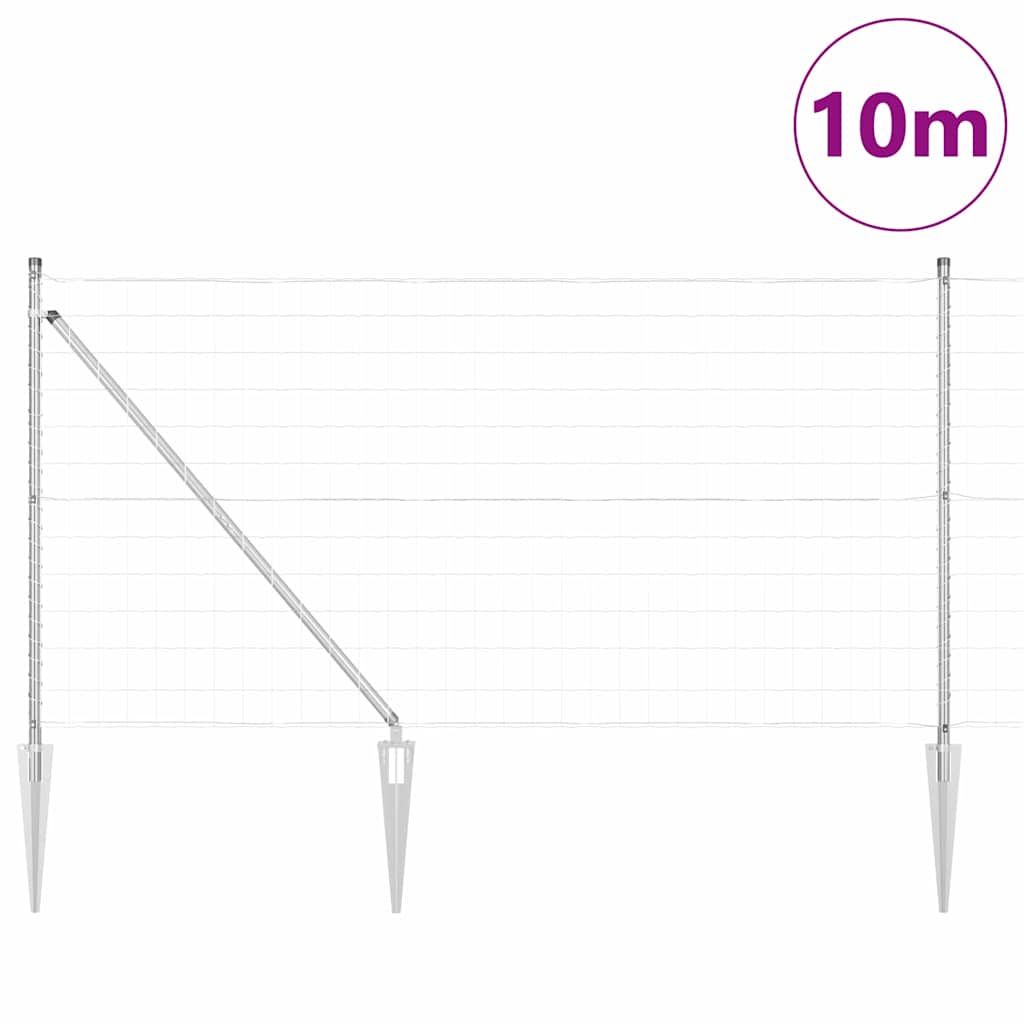 Ograda s postovima Srebrno 1 x 10 m Čelik
