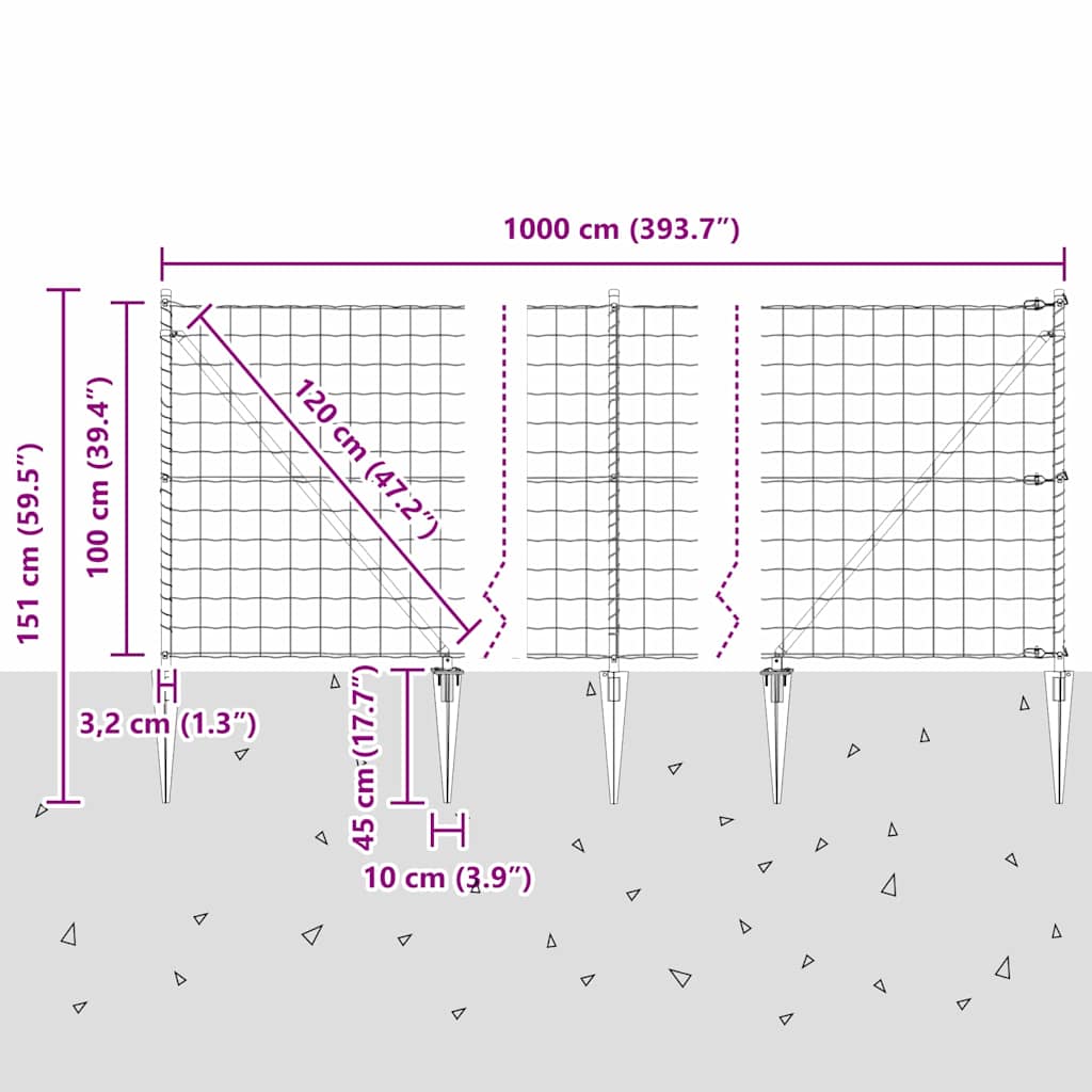 Ograda s postovima Srebrno 1 x 10 m Čelik