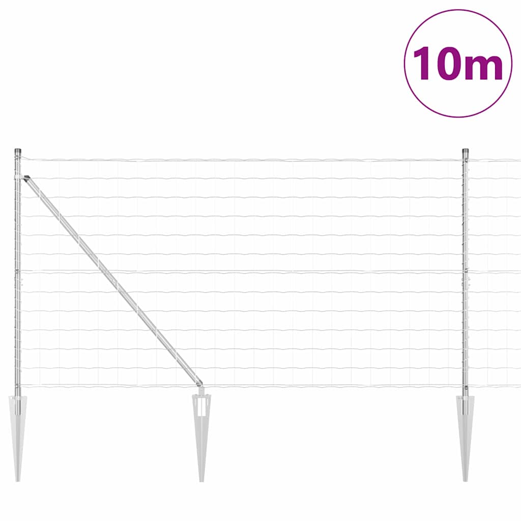 Ograda s postovima Srebrno 1,4 x 10 m Čelik