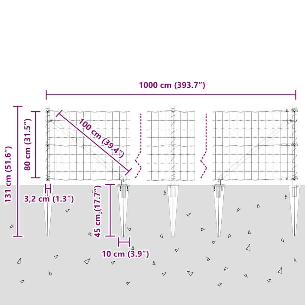 Ograda s postovima Srebrno 0,8 x 10 m Čelik