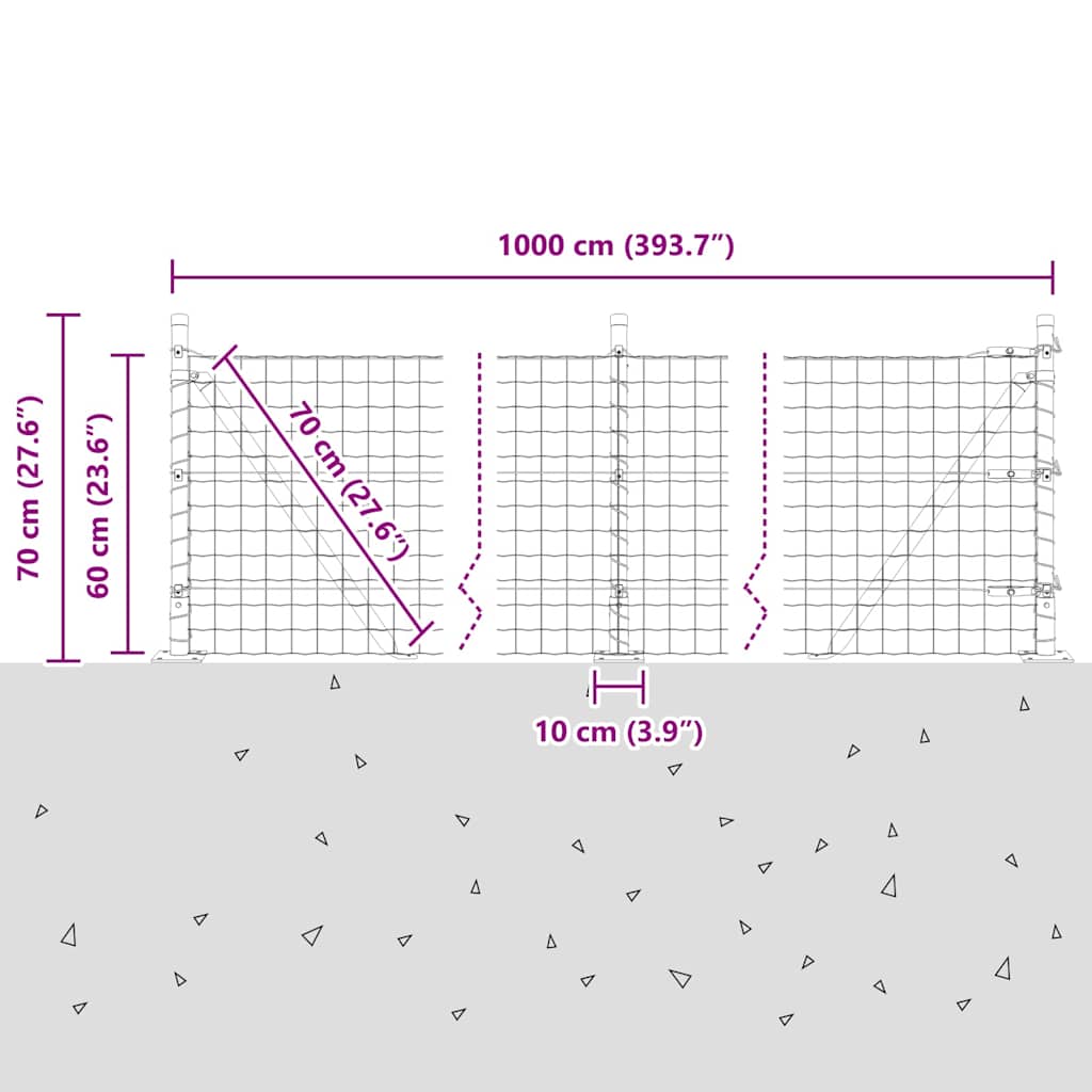 Ograda s postovima Zelena 0,6 x 10 m Čelik i PVC