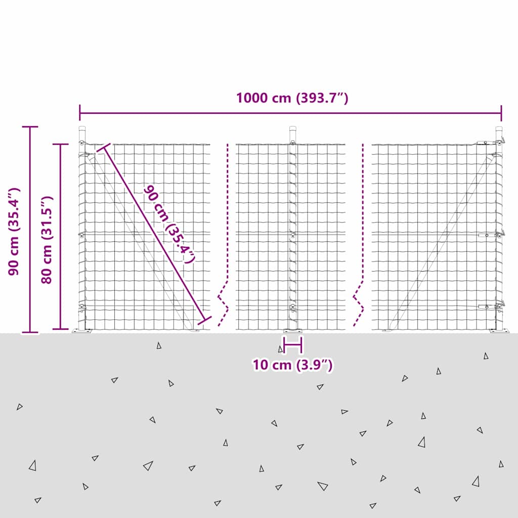 Ograda s postovima Zelena 0,8 x 10 m Čelik i PVC