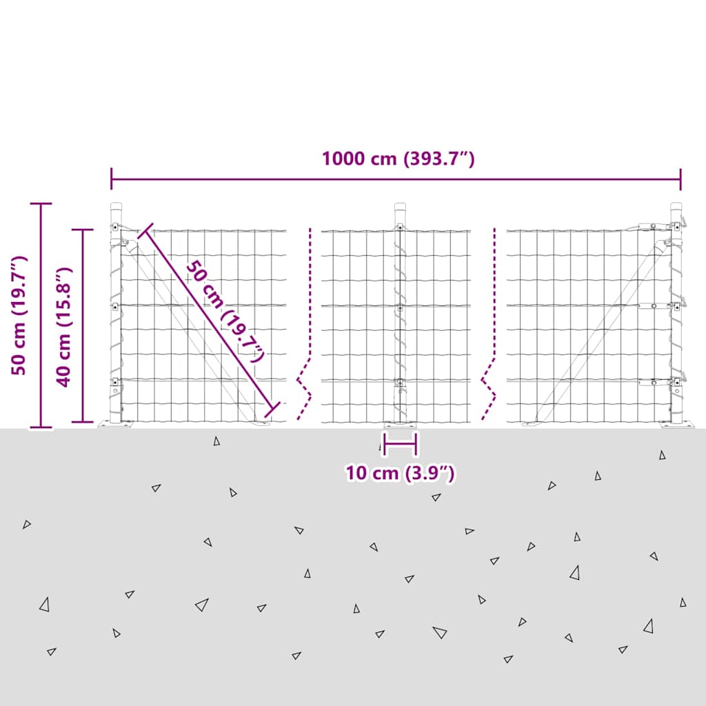 Ograda s postovima Zelena 0,4 x 10 m Čelik i PVC