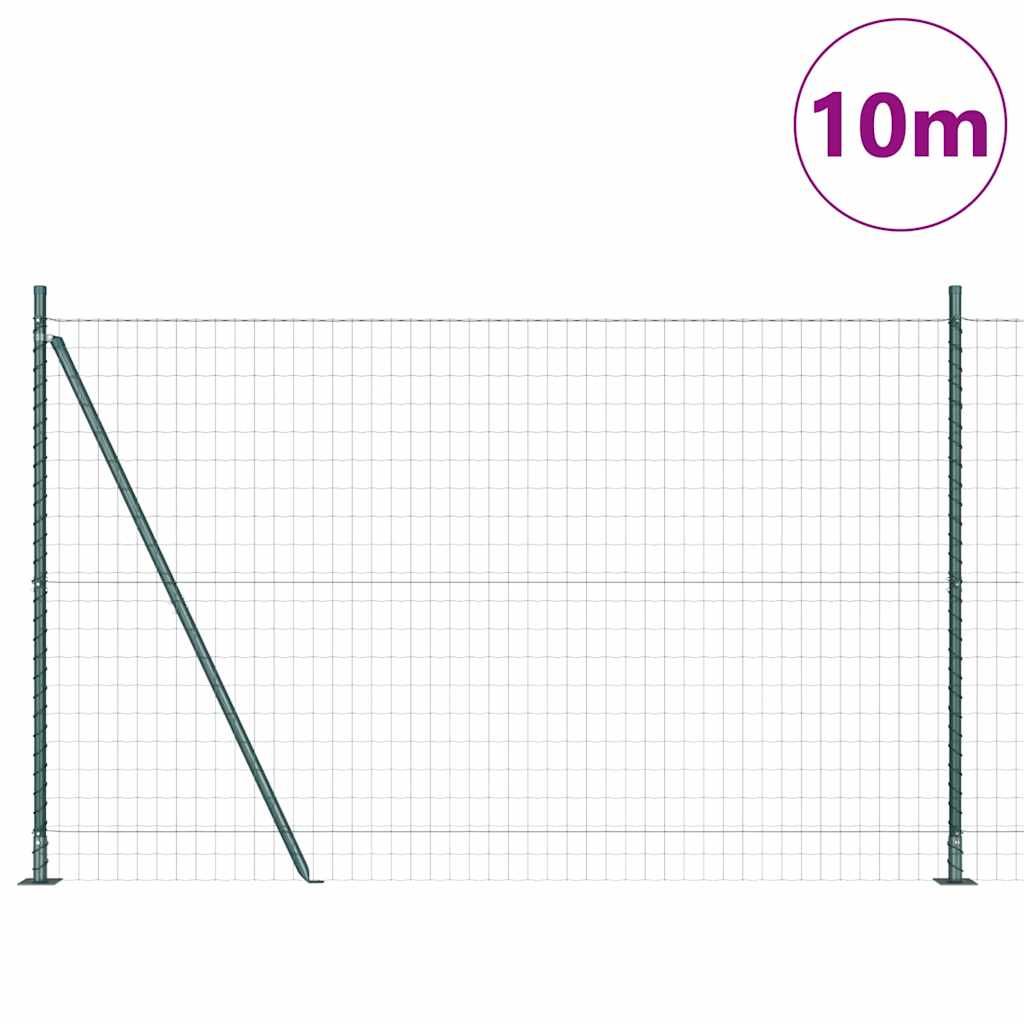 Ograda s postovima Zelena 1,5 x 10 m Čelik i PVC