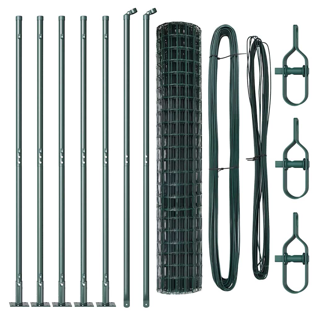 Ograda s postovima Zelena 1,6 x 10 m Čelik i PVC