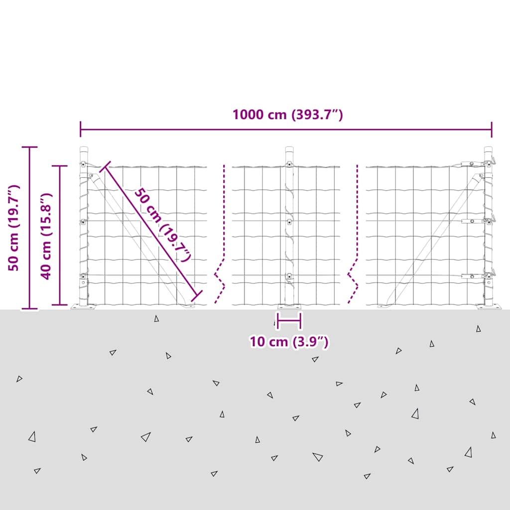 Ograda s postovima Zelena 0,4 x 10 m Čelik i PVC