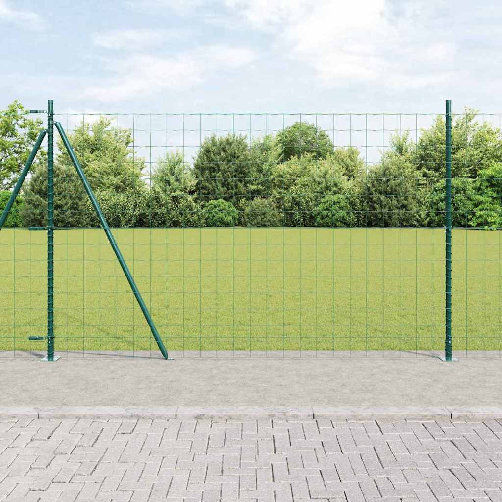 Ograda s postovima Zelena 1,5 x 10 m Čelik